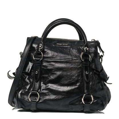 Miu Miu Vitello Lux Mini Bow Bag Black 1 of 9