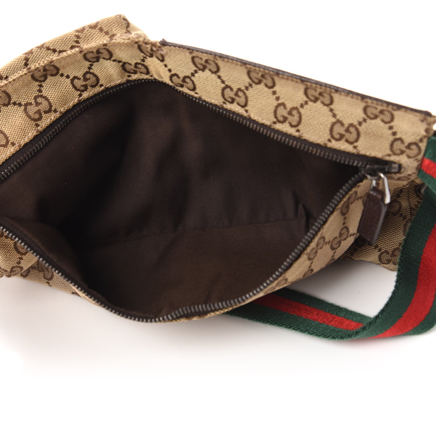 Gucci GG Monogram Web Double Pocket Belt Bag Dark Brown 5 of 11