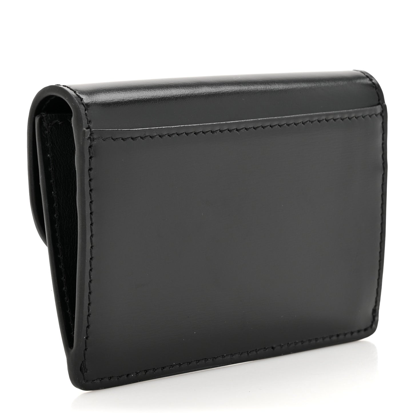 Shiny Smooth Calfskin Triomphe Card Holder Black
