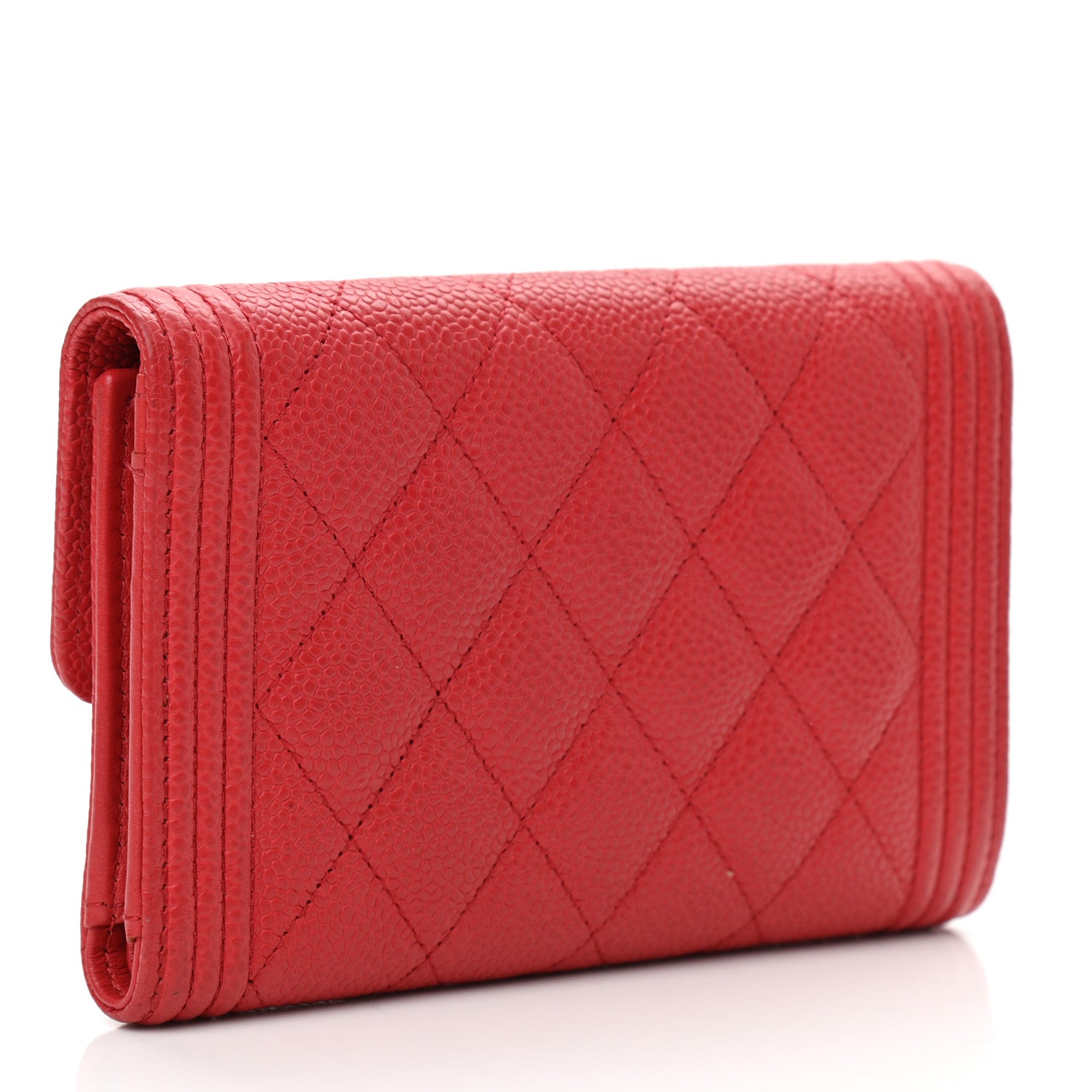 Chanel Caviar Quilted Medium Boy Flap Wallet Red 3 of 11