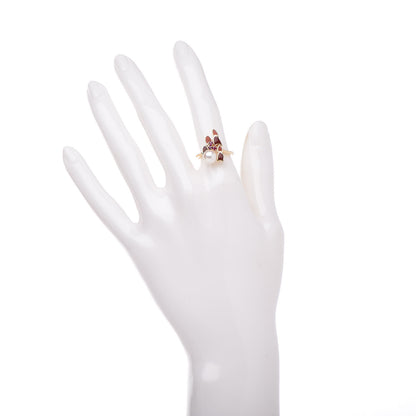 Mikimoto 18K Yellow Gold Enamel Ruby Akoya Pearl Ring 49 5 Red 2 of 5