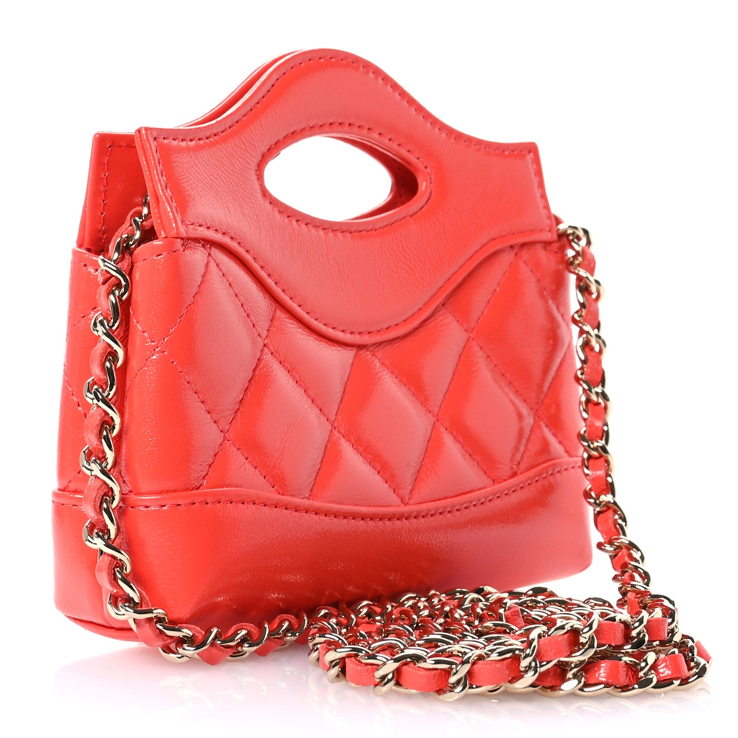 Chanel Shiny Lambskin Quilted Micro 31 Clutch With Chain Dark Orange 3 of 10