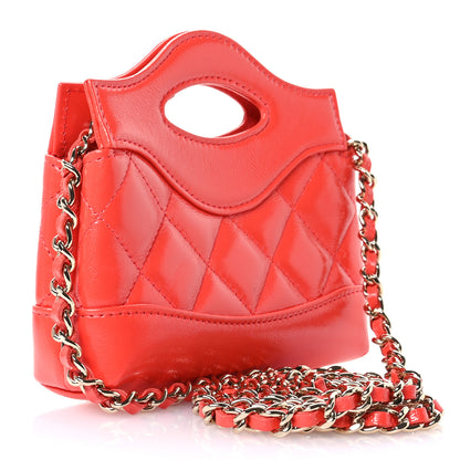 Chanel Shiny Lambskin Quilted Micro 31 Clutch With Chain Dark Orange 3 of 10