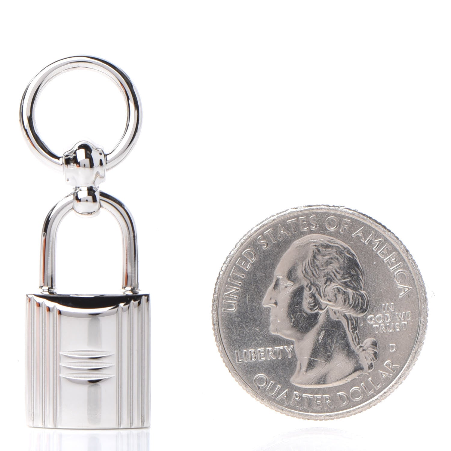 Hermes Palladium Mini Loop Charms Cadenas Scarf Ring Silver 2 of 3