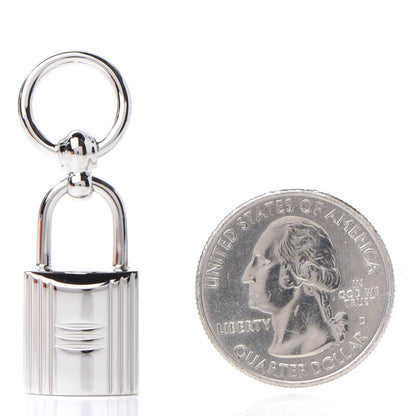 Hermes Palladium Mini Loop Charms Cadenas Scarf Ring Silver 2 of 3