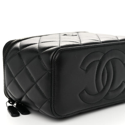 Chanel Lambskin Quilted Small Top Handle Vanity Case With Chain So Black 9 of 11