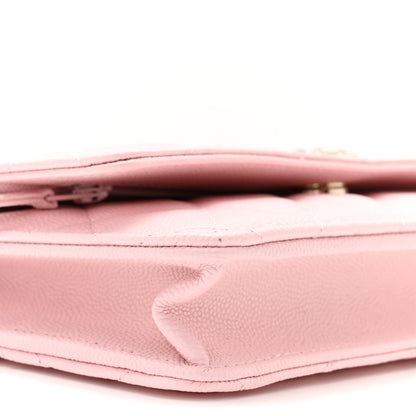 Chanel Caviar Quilted Crystal CC Wallet On Chain WOC Light Pink 10 of 12