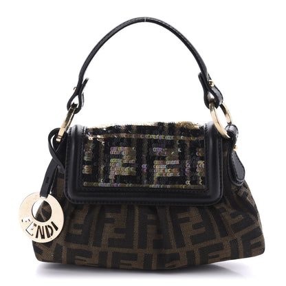 Fendi Sequin FF Mini Chef Shoulder Bag Tobacco 1 of 10