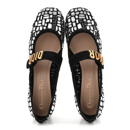 Christian Dior Mesh Embroidered Mirror Baby-D Ballet Pumps 36 Black 2 of 9