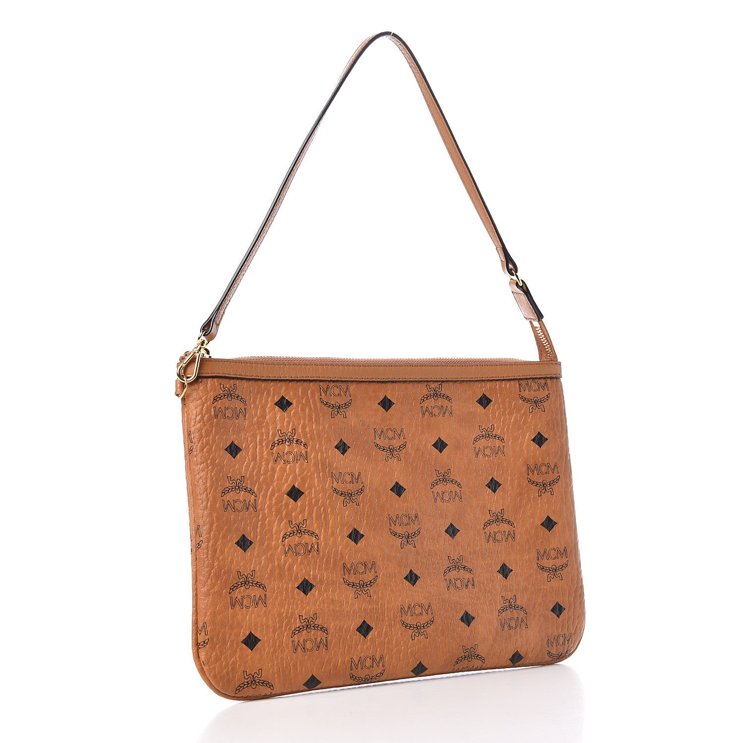 MCM Visetos Medium Stark Wristlet Pouch Cognac 3 of 8