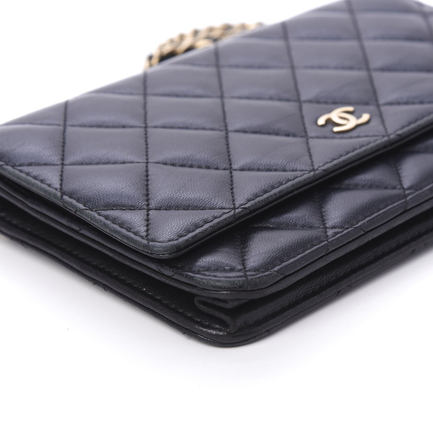 Lambskin Quilted Wallet On Chain WOC Black