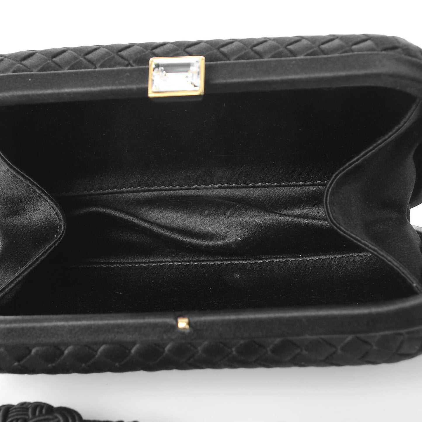 Satin Intreccio Evening Clutch Black