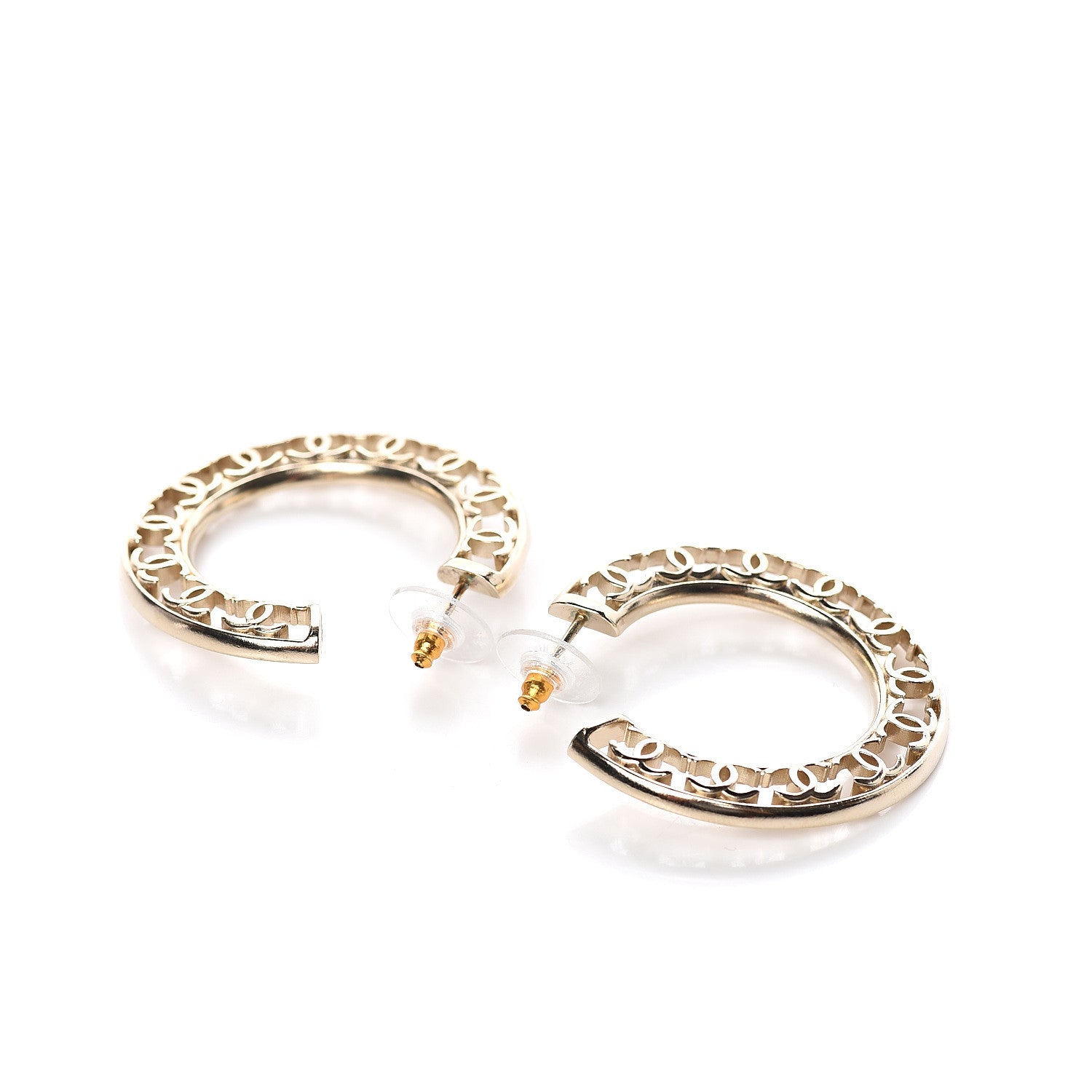 Chanel CC Hoop Earrings Gold 3 of 5