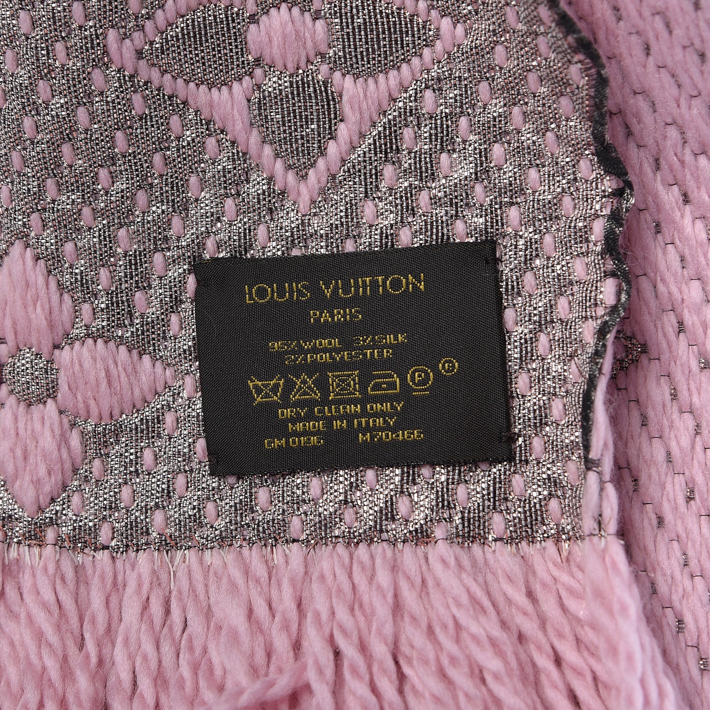 Wool Silk Logomania Shine Scarf Pink