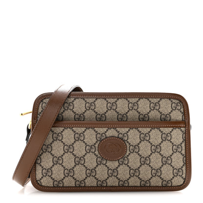 Gucci GG Supreme Monogram Azalea Calfskin Mini Retro Interlocking G Shoulder Bag Beige Ebony Brown Sugar 1 of 11