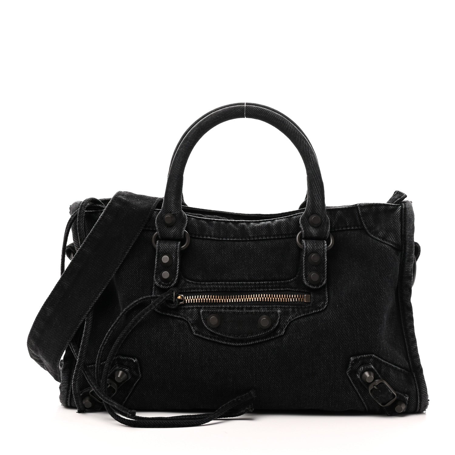 Balenciaga Washed Denim Classic Hardware Small Le City Black 1 of 10