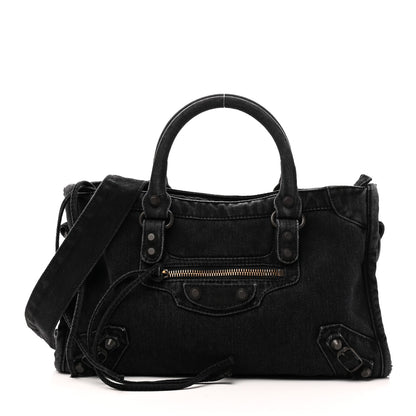 Balenciaga Washed Denim Classic Hardware Small Le City Black 1 of 10