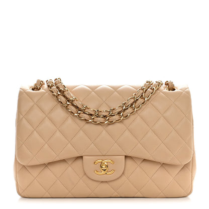 Chanel Lambskin Quilted Jumbo Double Flap Beige 1 of 26