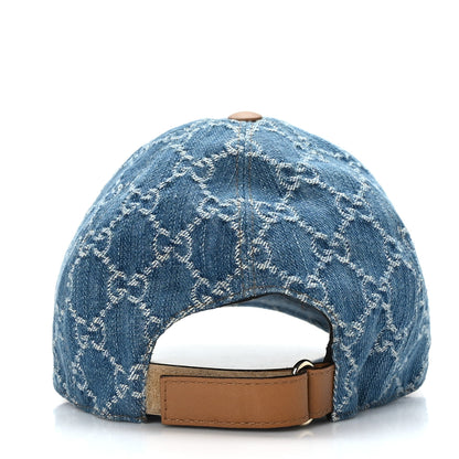 Gucci Denim GG Monogram Baseball Hat M Blue Tea Cuir 5 of 8