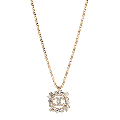 Chanel Crystal Baguette CC Necklace Gold 1 of 6