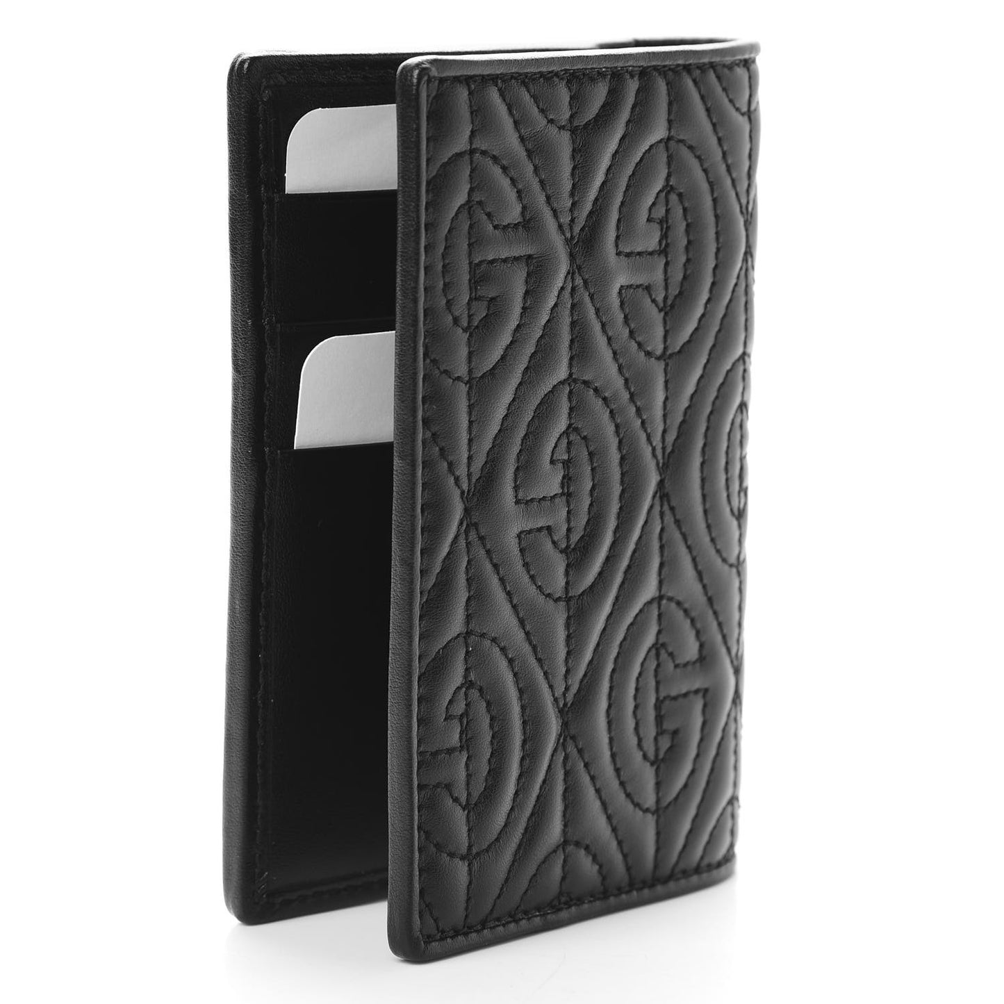 Calfskin Rhombus Passport Case Black
