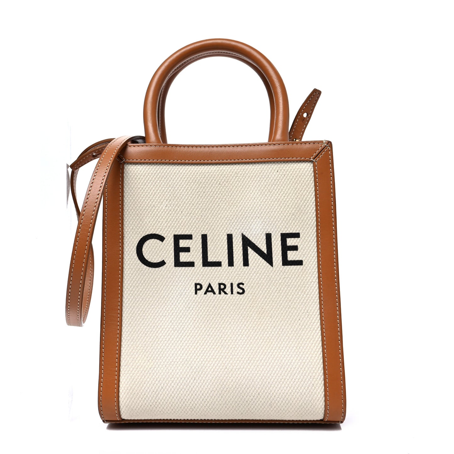 Canvas Calfskin Mini Vertical Cabas Natural Tan