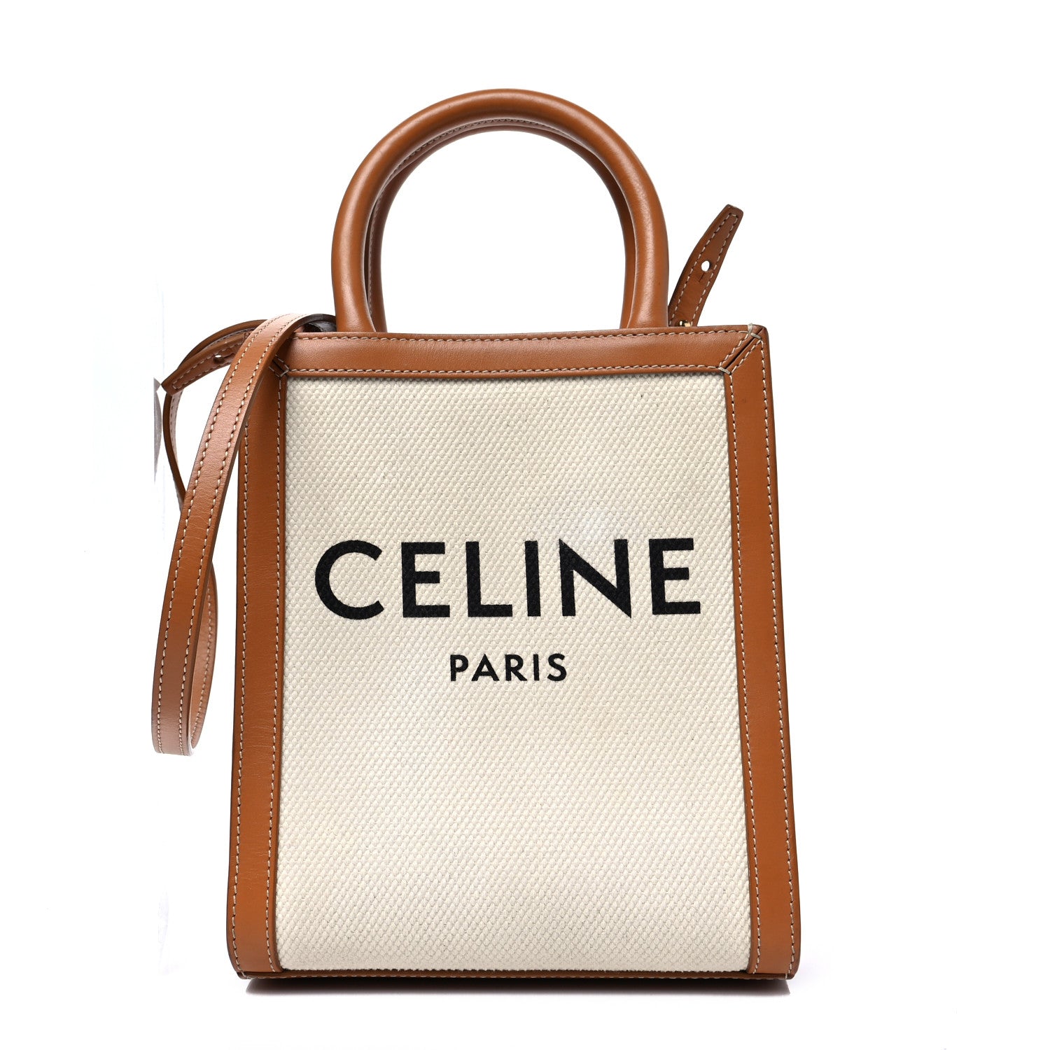 Celine Canvas Calfskin Mini Vertical Cabas Natural Tan 1 of 7