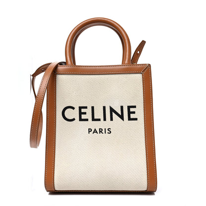 Celine Canvas Calfskin Mini Vertical Cabas Natural Tan 1 of 7