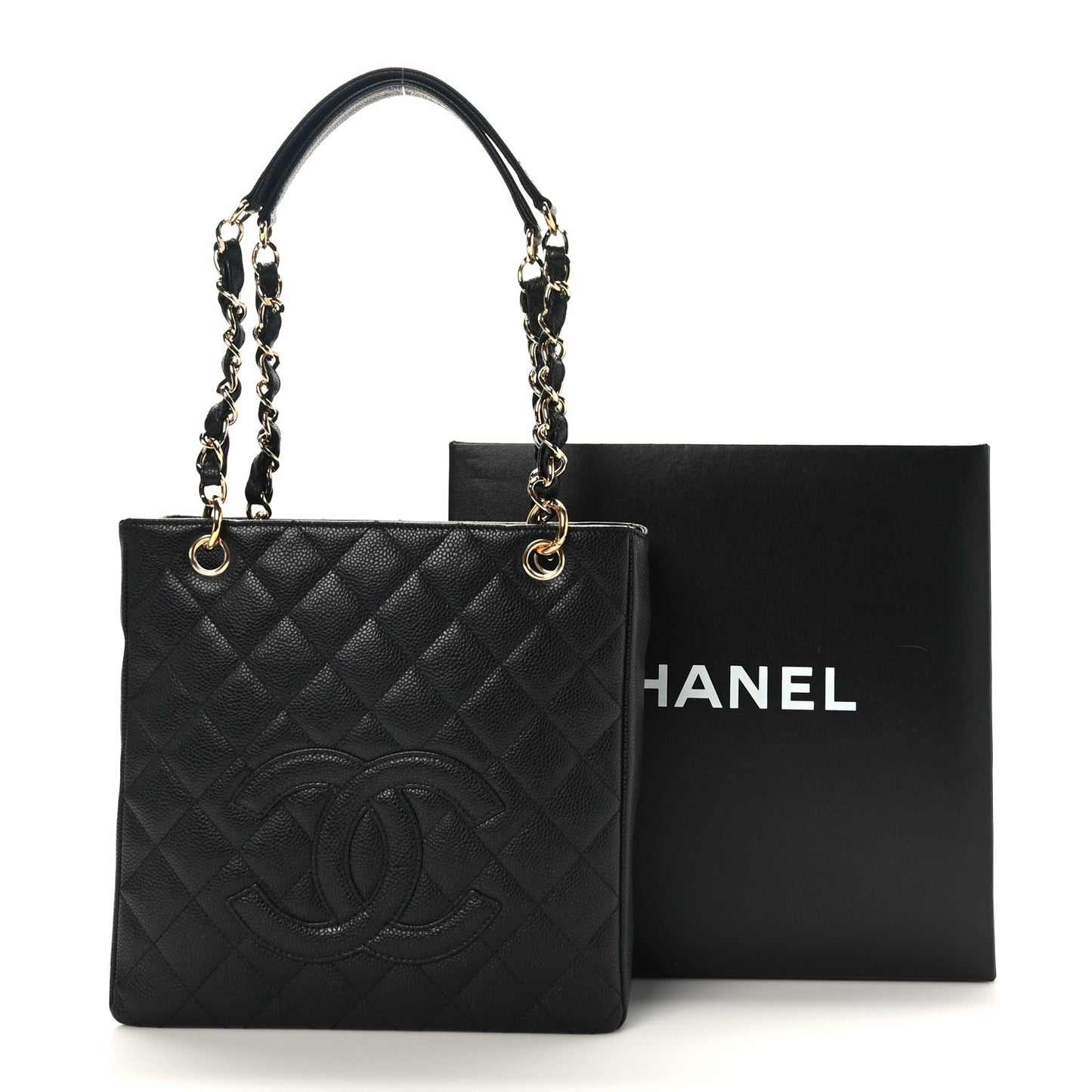 Caviar Quilted Petit Shopping Tote PST Black