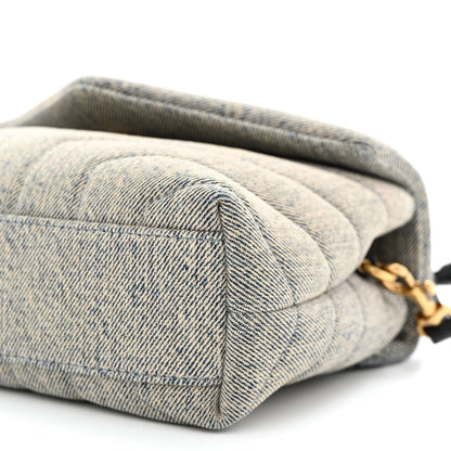 Saint Laurent Denim Y Quilted Monogram Toy Loulou Crossbody Bag Grey 10 of 13
