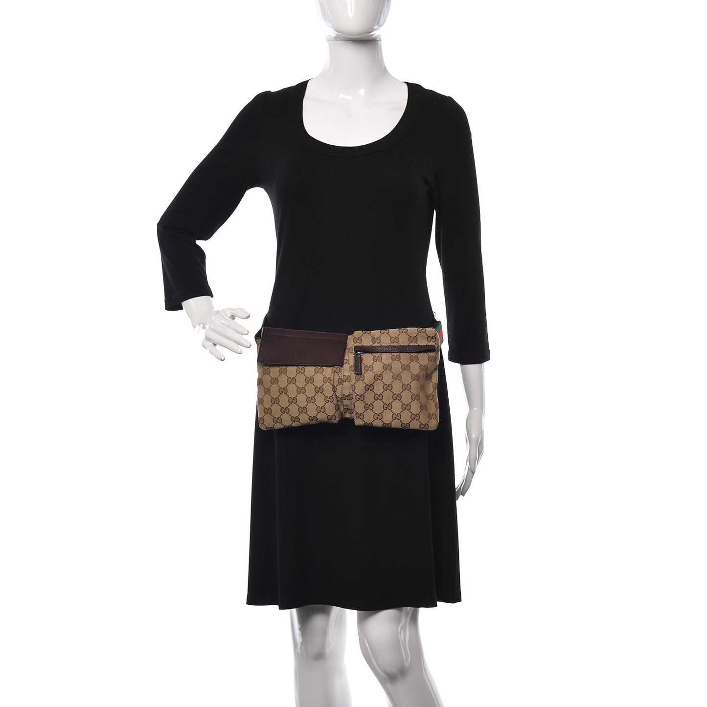 Monogram Web Belt Bag Dark Brown