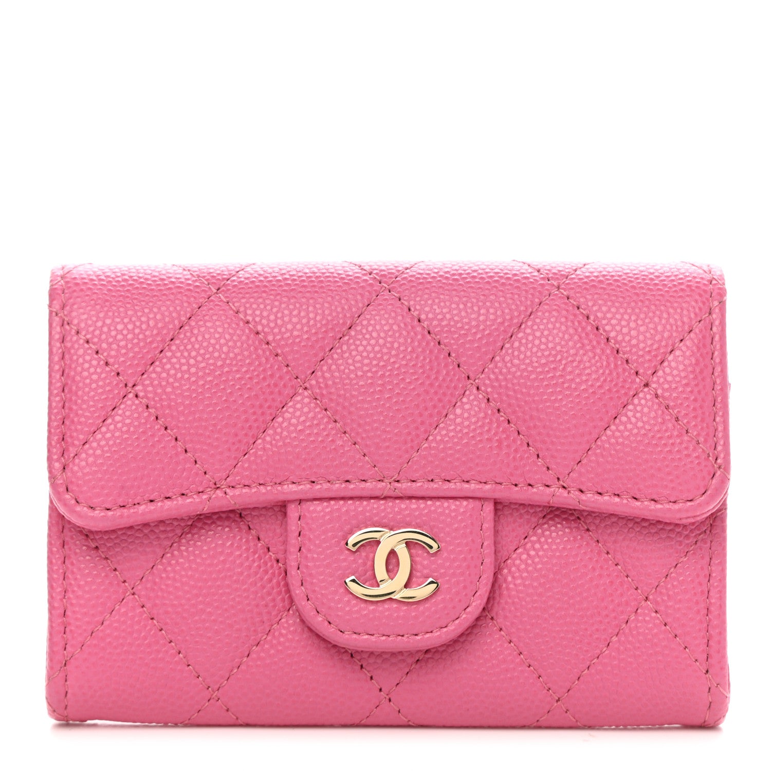 Chanel Caviar Quilted Flap Card Holder Pink 1 of 8
