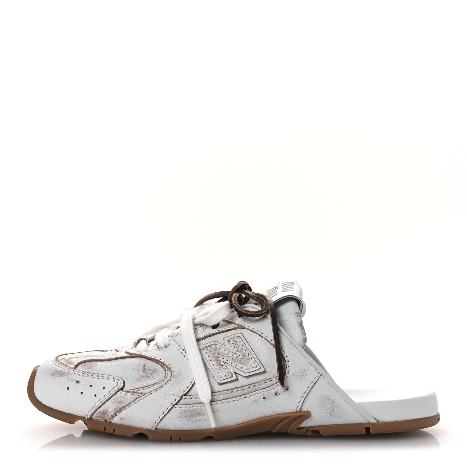 Miu Miu X NEW BALANCE Calfskin 530 SL Slip-On Sneaker Mules 37.5 White 1 of 10