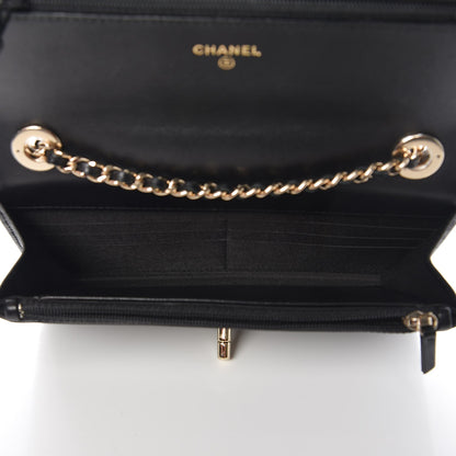 Chanel Lambskin Chevron Quilted Trendy CC Wallet On Chain WOC Black 5 of 8