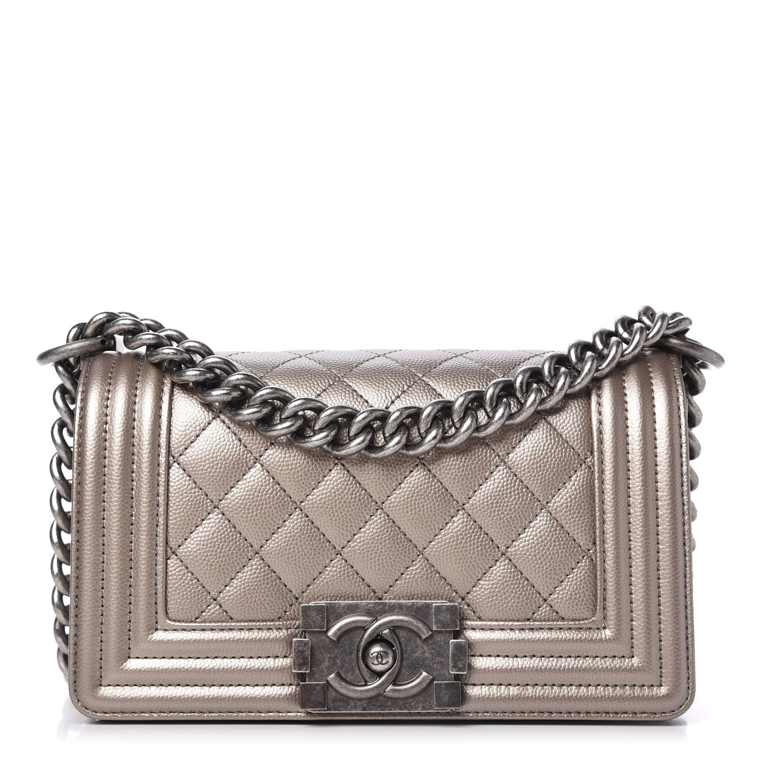 Chanel Metallic Caviar Quilted Small Boy Flap Bronze 1 of 10