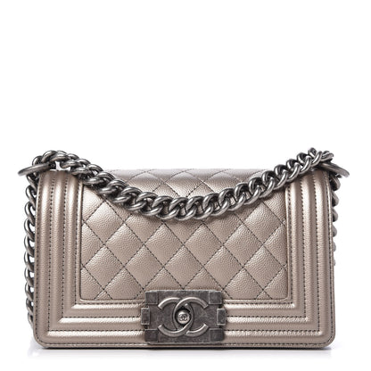 Chanel Metallic Caviar Quilted Small Boy Flap Bronze 1 of 10