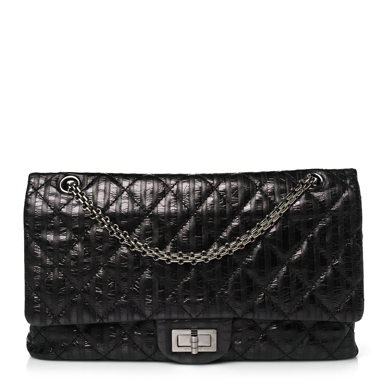 Chanel Metallic Calfskin Striped 2.55 Reissue 227 Flap Black 1 of 10