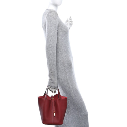 Hermes Taurillon Clemence Picotin Lock 22 MM Rouge H 2 of 12