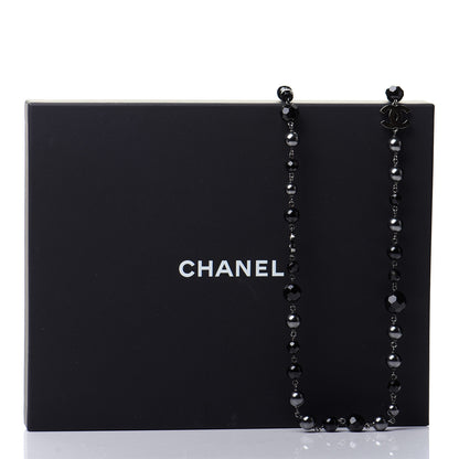 Chanel Ruthenium Pearl Beaded CC Long Necklace Black 6 of 6