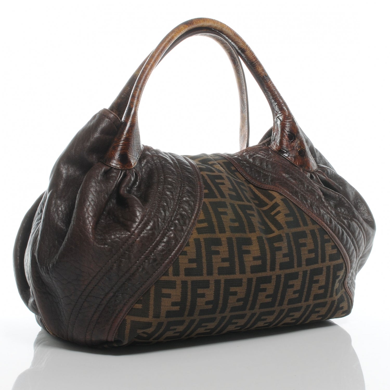 Fendi Zucca Nappa Nuvolata Vitello Tortuga Spy Tobacco Moro 3 of 9