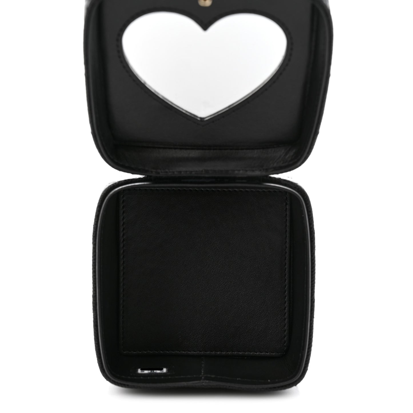 Caviar Quilted Mini Vanity Wrist Case With Chain Black