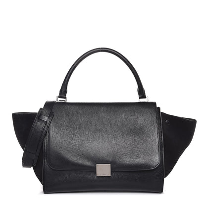 Celine Drummed Calfskin Suede Medium Trapeze Black 1 of 13