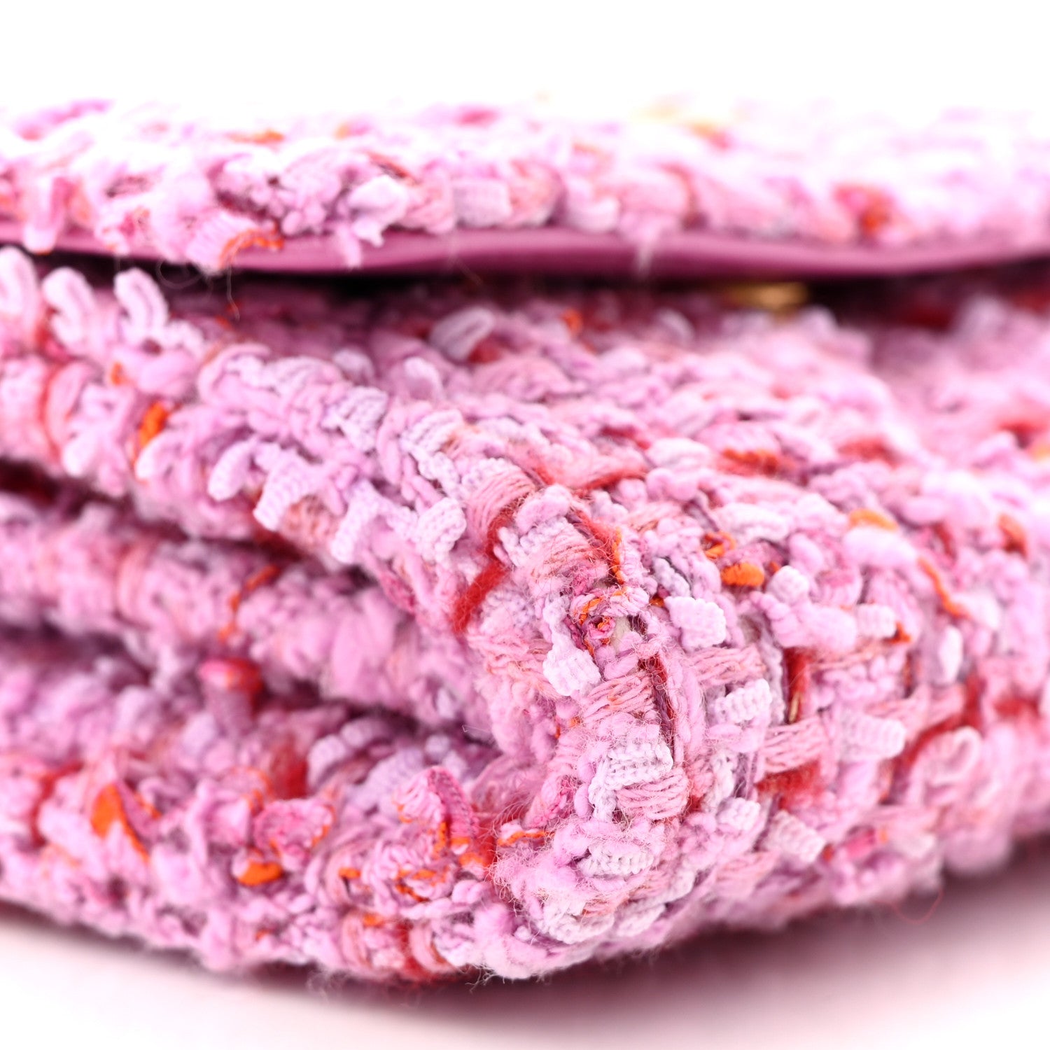 Chanel Tweed Enamel Quilted Pending CC Card Holder On Chain Light Purple Pink Red 10 of 11