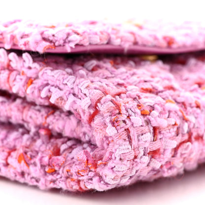 Chanel Tweed Enamel Quilted Pending CC Card Holder On Chain Light Purple Pink Red 10 of 11