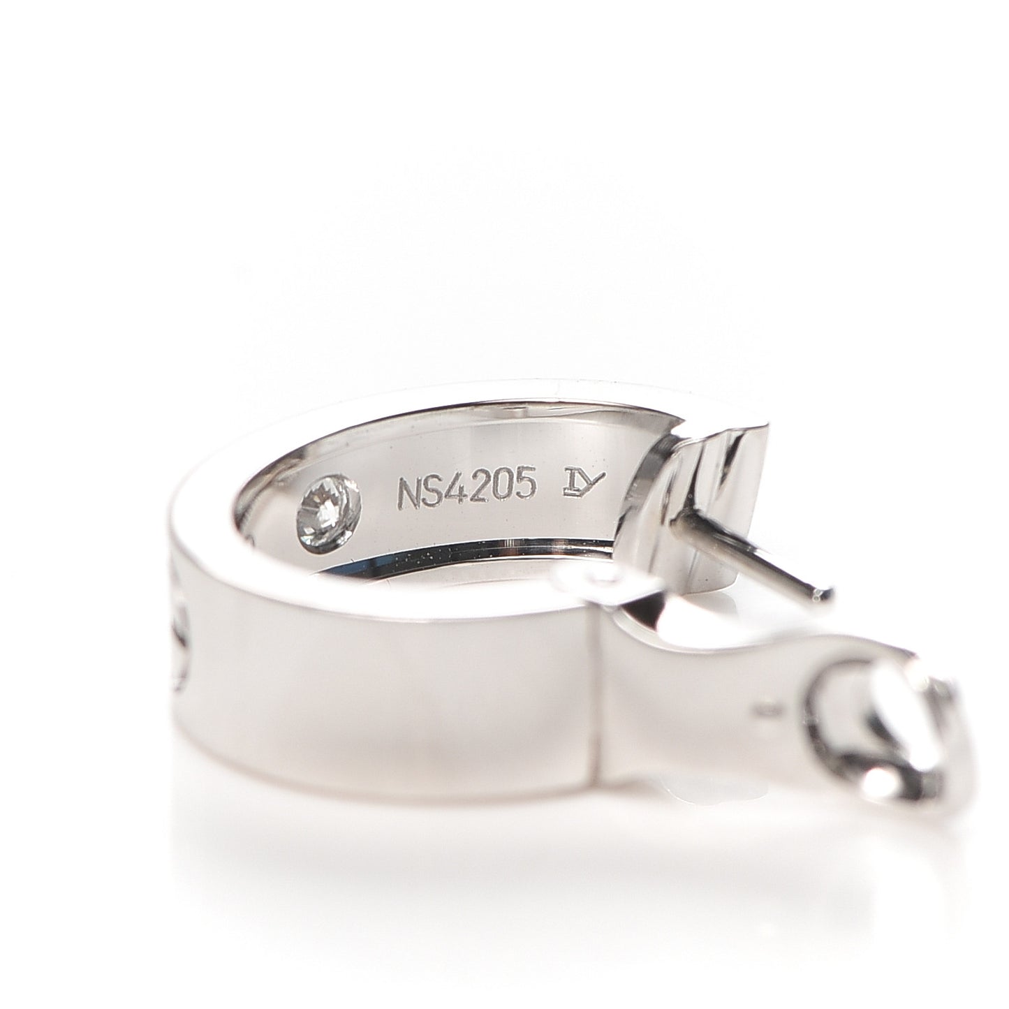 18K White Gold 2 Diamond 5.5mm LOVE Hoop Earrings