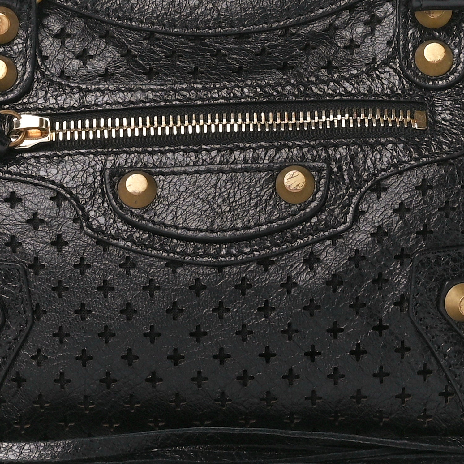 Balenciaga Agneau Stadio Laser Cut Cross Classic Gold Hardware Mini City Black 8 of 11