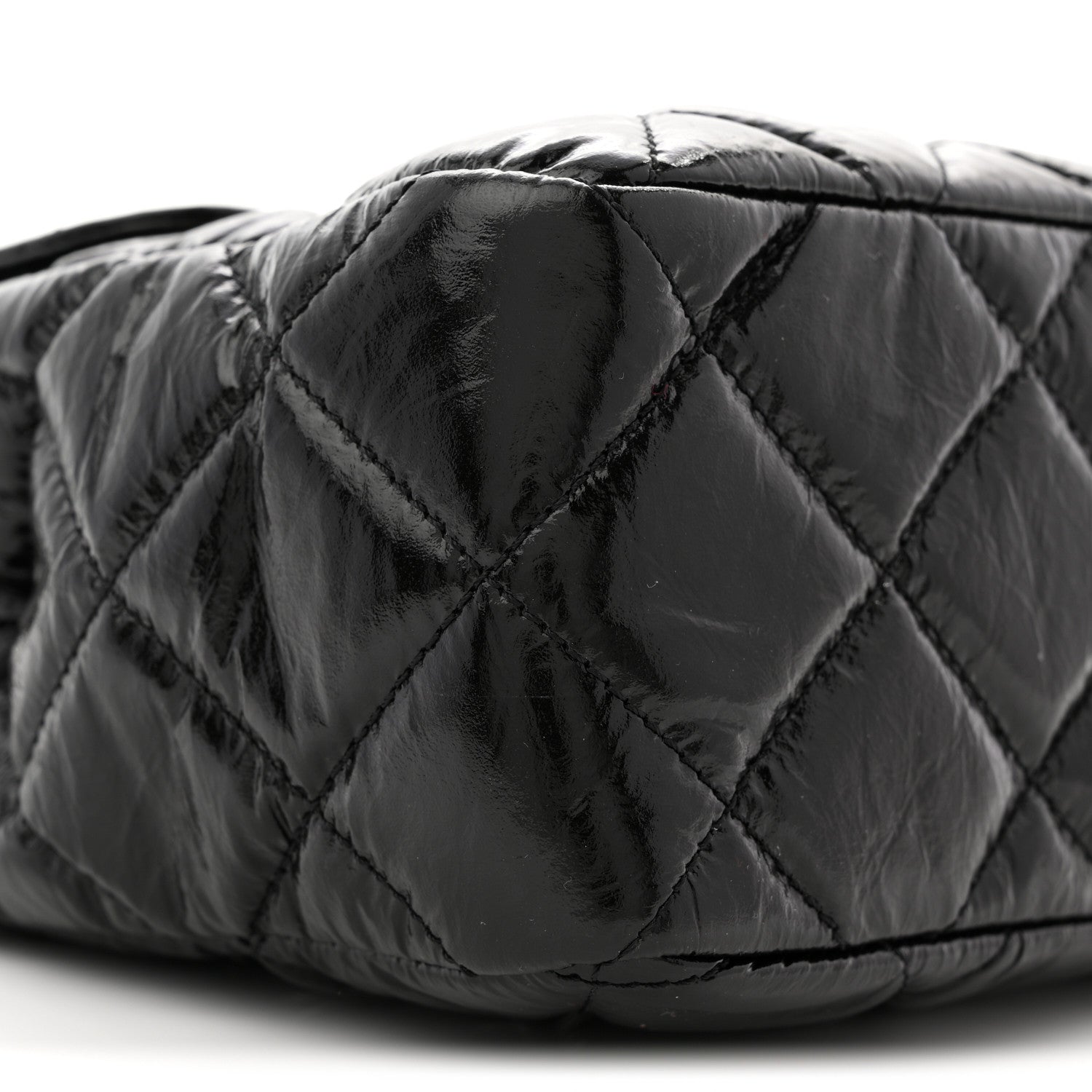 Chanel Shiny Crumpled Calfskin Quilted Large Wavy CC Hobo Black 9 of 10