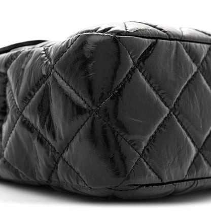 Chanel Shiny Crumpled Calfskin Quilted Large Wavy CC Hobo Black 9 of 10
