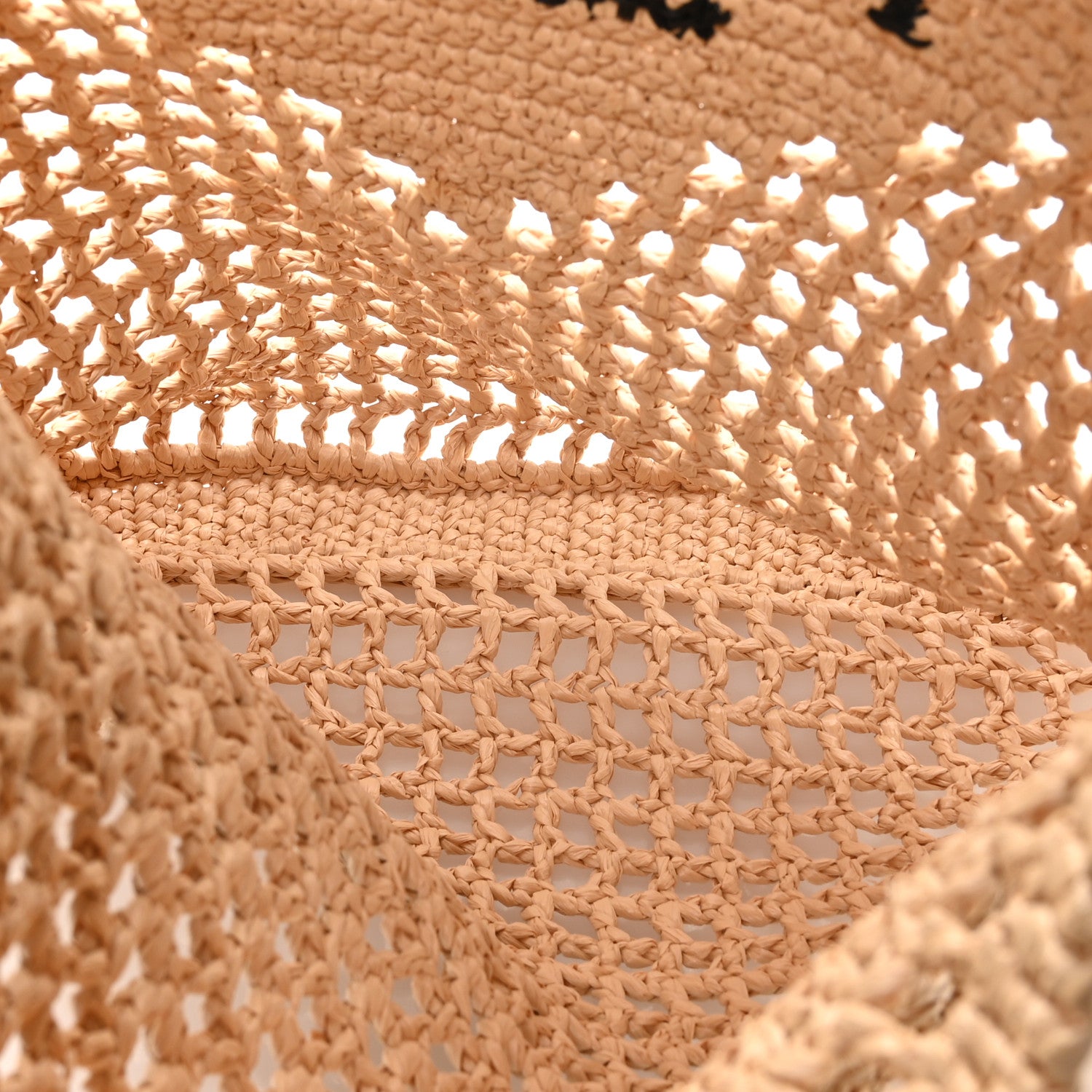 Prada Yarn Raffia Effect Crochet Logo Embroidered Tote Bag Naturale 5 of 9