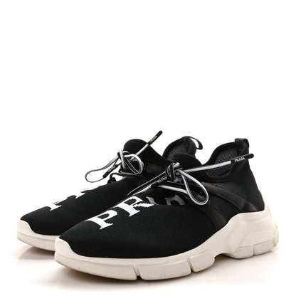 Prada Knit Fabric Womens Logo Sneakers 36 Black White 4 of 9